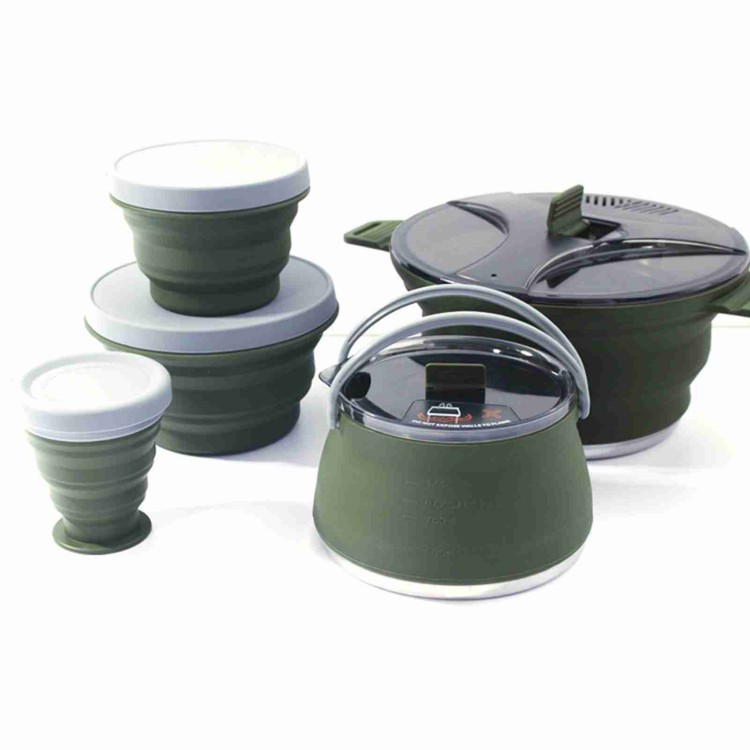 Camping Cooking Set Compact - Folding Pot Set Portable Compact Cooking