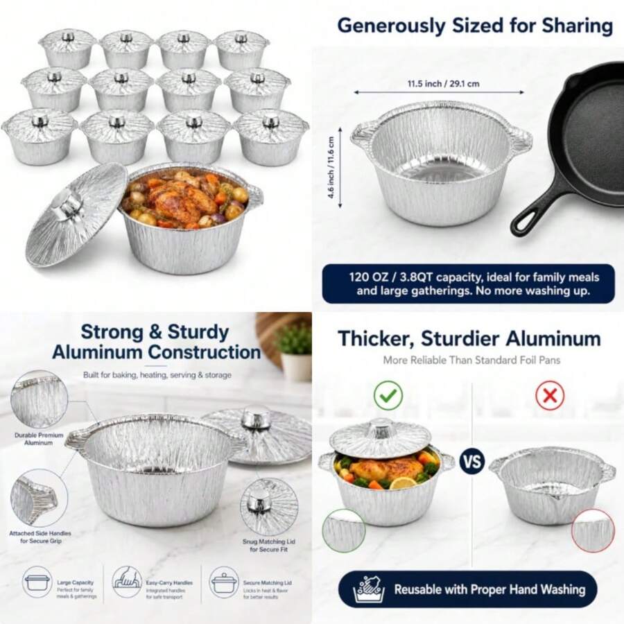 12 Pack Disposable Pot With Li - Camping Cooking Pot With Lid ulasan dan harga