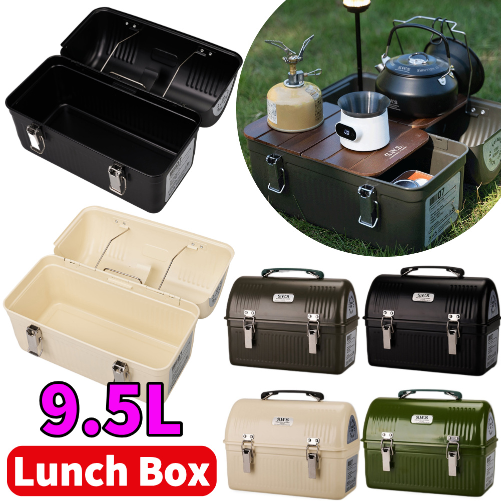 9.5L Vintage Metal Lunch Box w - Camping Cooking Food ulasan dan harga